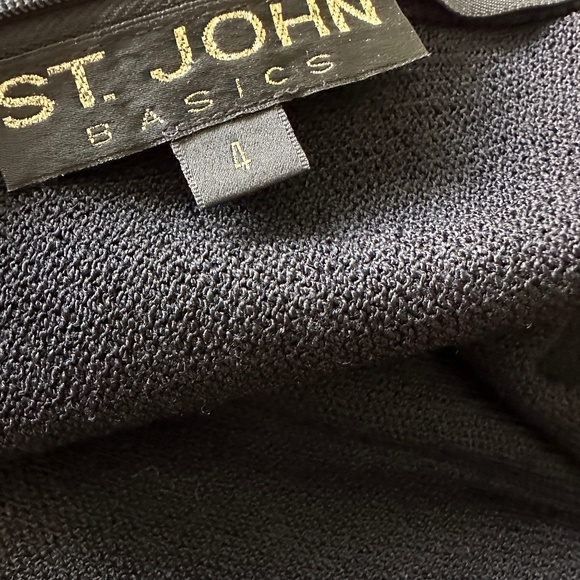 St. John Black Dress Santana Knit w/Scalloped Trimming Size 4 - Picture 9 of 10